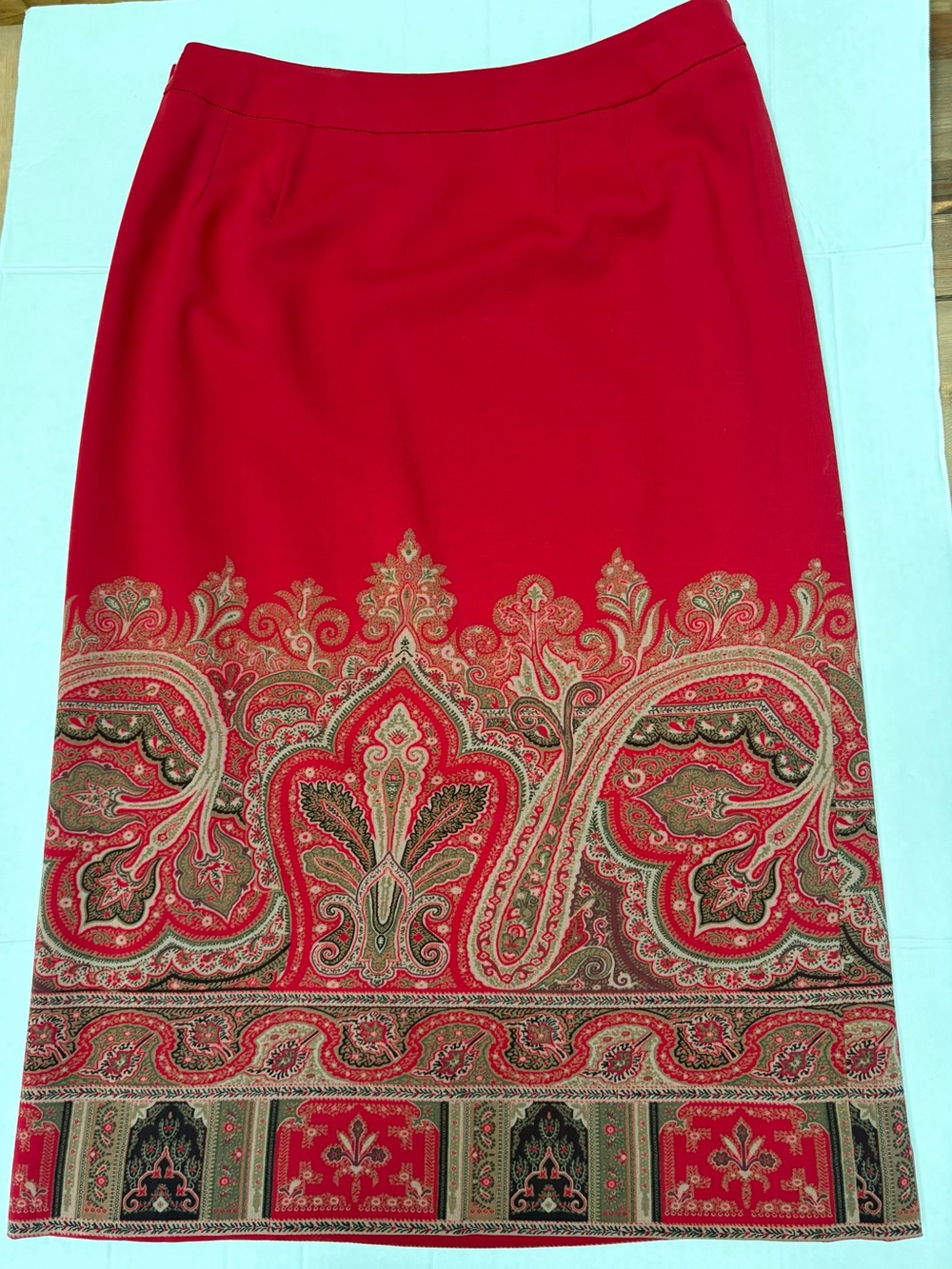 Talbots Red Paisley Maxi Skirt - Picture 3 of 7